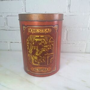 Vintage Homestead All Natural Cookies Cheinco Canister / Cookie Tin 7.5 " H